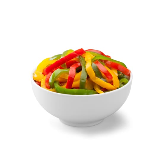 Red, green & yellow pepper strips